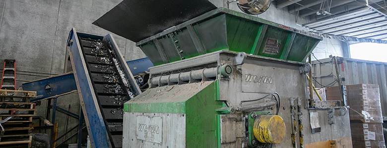 Recycling and sorting machinery at LJP Waste Solutions.